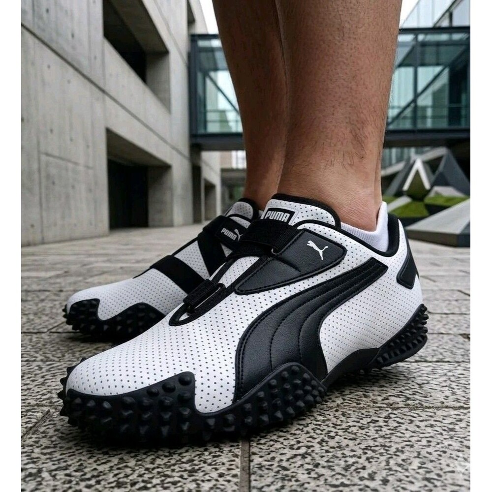 PUMA Mostro Perforated Leather Sneakers Men’s 9 White Black (397331-01) Athletic